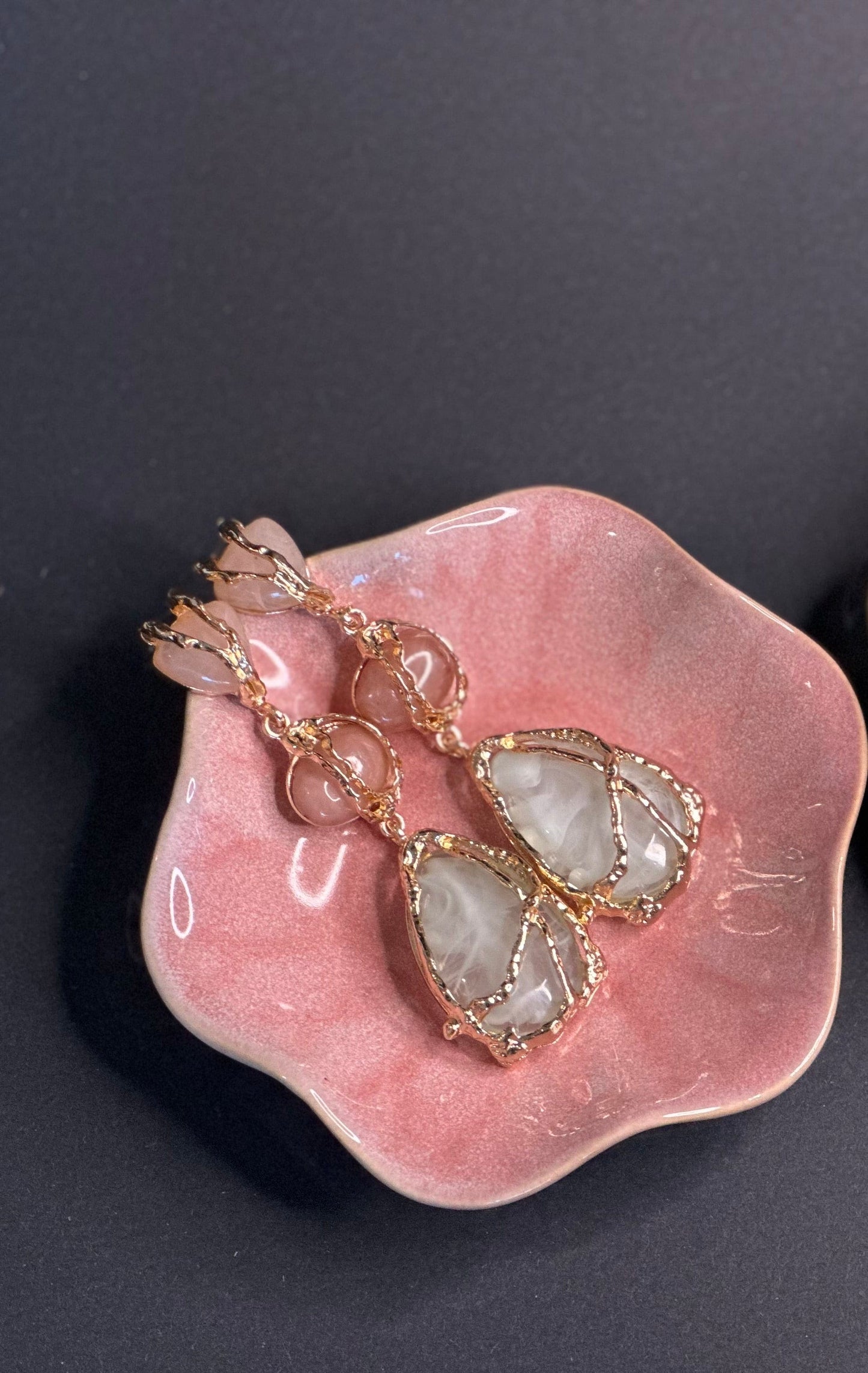 Multi-Color Stone Drop Earrings