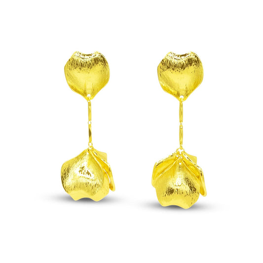 Gold Flower Petal Drop Earrings | Chic Baubles Official Store